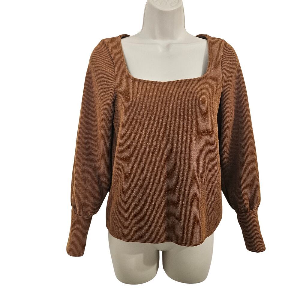 MADEWELL Ottoman Rib Square-Neck Top in Rusty Torch Size S